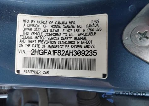 2010 Honda Civic Ex из США, поврежденный, VIN 2HGFA1F82AH309235